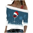 thumbnail image 1 of BVOFAR Christmas Shirts for Women Off the Shoulder Ugly Sweatshirts Trendy Faux Fur Trim Pullover Cute Graphic Long Sleeve Holiday Tops Xmas Vacation Shirt, 1 of 3