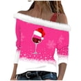 thumbnail image 1 of BVOFAR Christmas Shirts for Women Off the Shoulder Ugly Sweatshirts Trendy Faux Fur Trim Pullover Cute Graphic Long Sleeve Holiday Tops Xmas Vacation Shirt, 1 of 3