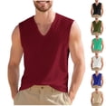 thumbnail image 1 of BVOFAR Cotton Tank Tops for Men Sleeveless Cut Off A-Shirts V Neck Breathable Undershirts Moisture Wicking Basic Tees Solid Color Workout Top Wine—Tank Tops XXL, 1 of 10