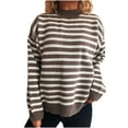 thumbnail image 1 of BVOFAR Cozy Sweaters for Women Soft Striped Mock Neck Pullover Oversized Long Sleeve Tops Trendy Warm Color Block Sweaters, 1 of 5