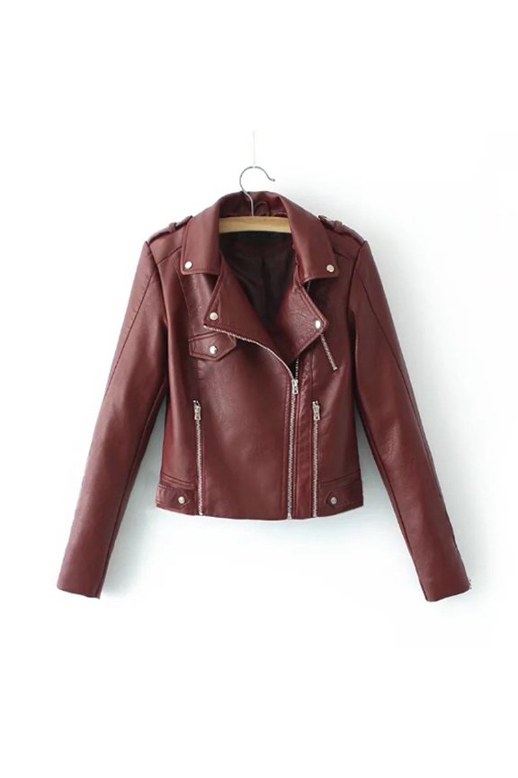 Cropped Leather Jackets for Women Lightweight Zip Up PU Jackets Slim Moto Biker Coat Trendy Motorcycle Outwear