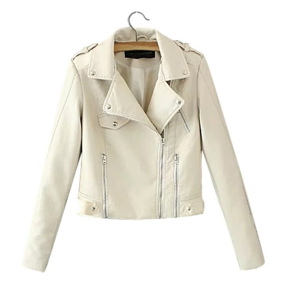 BVOFAR Cropped Leather Jackets for Women Lightweight Zip Up PU Jackets Slim Moto Biker Coat Trendy Motorcycle Outwear