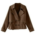 thumbnail image 1 of BVOFAR Cropped Trench Coats for Women Casual Notch Lapel Double Breasted Pea Coats Long Sleeve Elastic Waist Jackets Fall Lightweight Outwear, 1 of 6