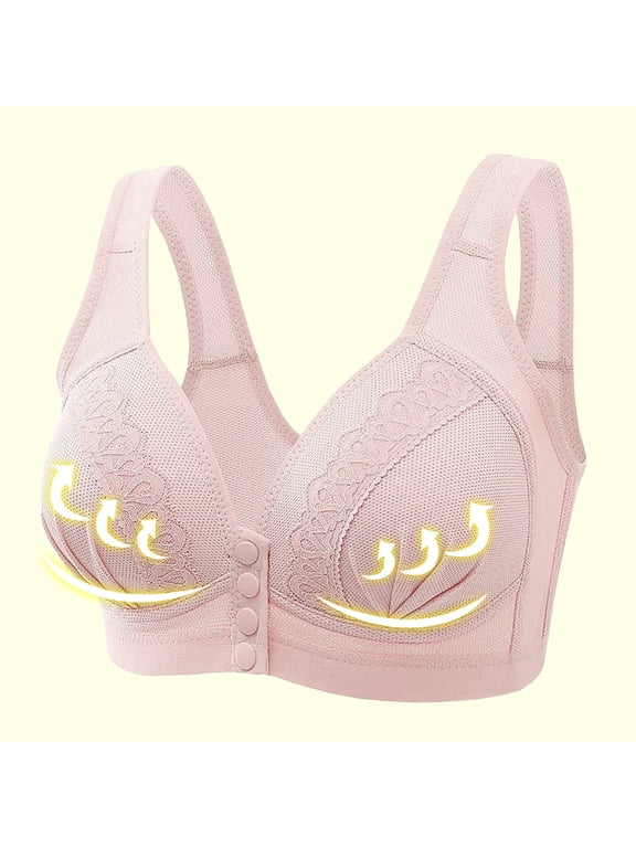 Daisy Bras for Older Women No Underwire Front Closure Bra Breathable Push Up Bras Soft Comfy Gather Bra 2025
