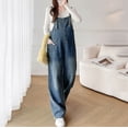 thumbnail image 1 of BVOFAR Denim Jumpsuits for Women Casual Stretch Adjustable Straps Overalls Loose Fit Straight Wide Leg Jeans Pants with Pockets, 1 of 8
