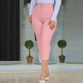 thumbnail image 1 of BVOFAR Dress Capri Pants for Women Business Casual High Waisted Crop Trousers with Pockets Straight Leg Work Capris Casual Pleated Cropped Pant Pink XXL, 1 of 6