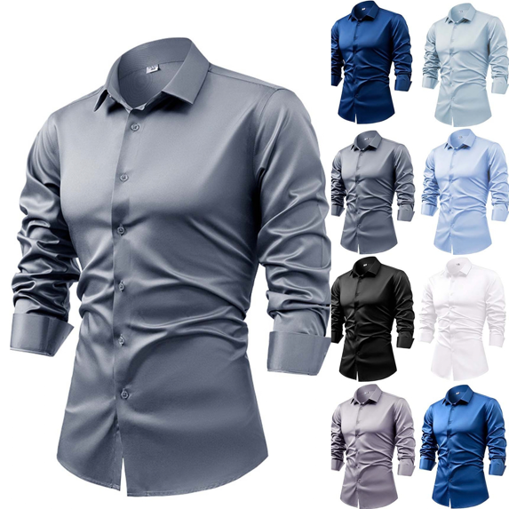 BVOFAR Dress Shirts for Men Slim Fit Long Sleeve Work Shirt Formal Collared Button Up Blouses Wrinkle Free Dresses Shirt