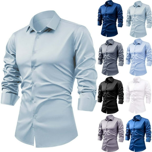 BVOFAR Dress Shirts for Men Slim Fit Long Sleeve Work Shirt Formal Collared Button Up Blouses Wrinkle Free Dresses Shirt