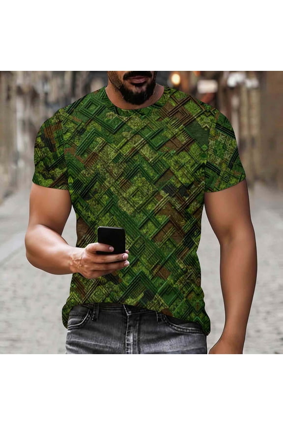 Fashion Optical Illusion T shirts for Men Women Short Sleeve 3D Print T-Shirt Slim Fit Geometric Graphic Tees Crew Neck Summer Tops Camouflage XXXL