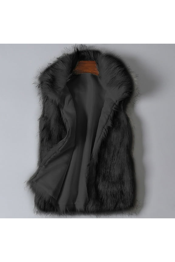 Fuzzy Vest Coats for Wome Comfy Faux Fur Open Front Cardigans Warm Sleeveless Tank Jackets Witer Warm Outwear