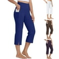 thumbnail image 1 of BVOFAR High Waist Yoga Capris for Women Stretch Tummy Control Workout Cropped Trousers with Pockets Soft Straight Leg Side Split Crop PantWhiteXL, 1 of 6
