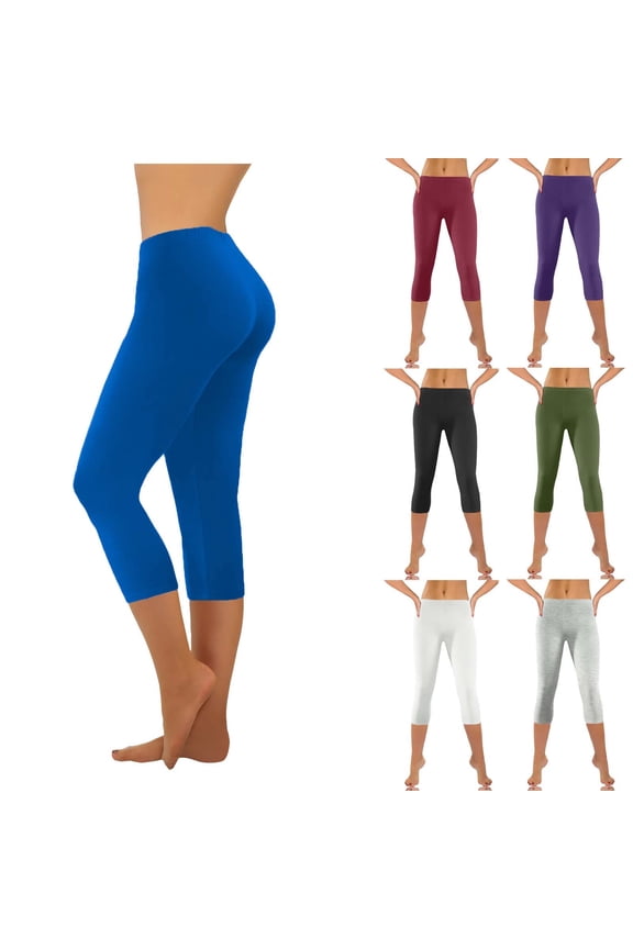 High Waisted Capri Leggings for Women Buttery Soft Yoga Pants Seamless Tummy Control Cropped Trousers for Workout Athletic Gray M