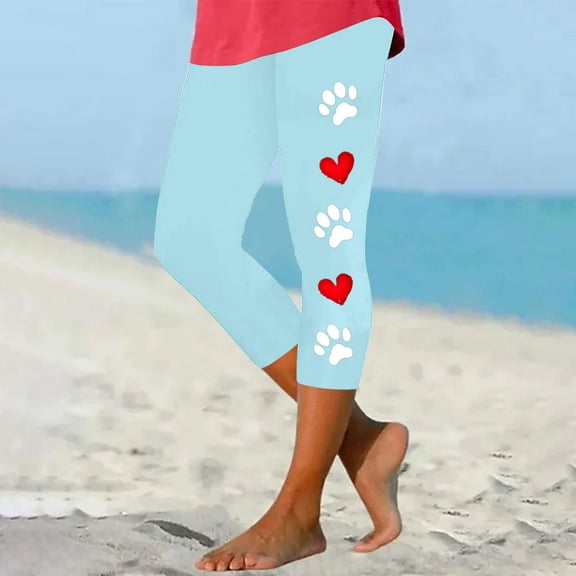 BVOFAR High Waisted Gym Leggings for Women 2025 Heart Dog Paws Print Yoga Pants Casual Comfy Legging