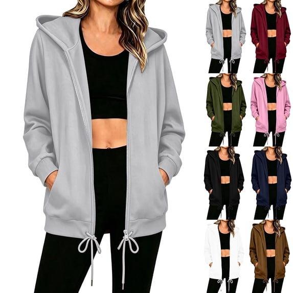 BVOFAR Hoodie for Women Zip Up Sweatshirts Fall Casual Hooded Jackets Lightweight Comfort Hoodies with Pockets White M