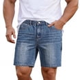 thumbnail image 1 of BVOFAR Jean Shorts for Men Classic Relaxed Fit Straight Leg Denim Shorts 5 Inch Inseam Elastic Waist Jorts Hip Hop Streetwear Light Blue XXL, 1 of 9