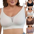 thumbnail image 1 of BVOFAR Jelly Bras for Curvy Women Seamless Wireless Full Coverage T Shirt Bra Plus Size Supportive Push Up Brasier Soft Sleep Everyday Bralette Khaki XL, 1 of 6