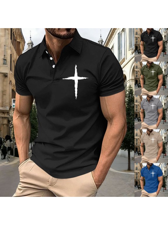 Jesus T Shirts for Men Christian Minimal Religious Faith God Tops Novelty Graphic Tees Short Sleeve Golf Shirt Black XXL