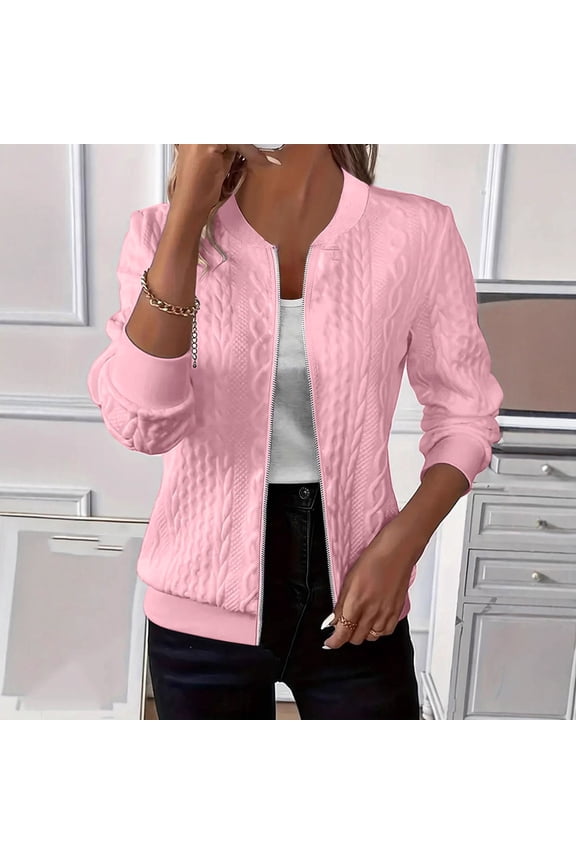 Lightweight Jackets for Women Soft Cable Knit Zip Up Cardigan Sweaters Casual Long Sleeve Slim Coats Fall Fashion Outwear
