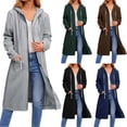 thumbnail image 1 of BVOFAR Long Hoodies for Women Full Zip Up Hooded Sweatshirts Loose Fit Solid Color Long Sleeve Coat Fall Travel Outwear, 1 of 4