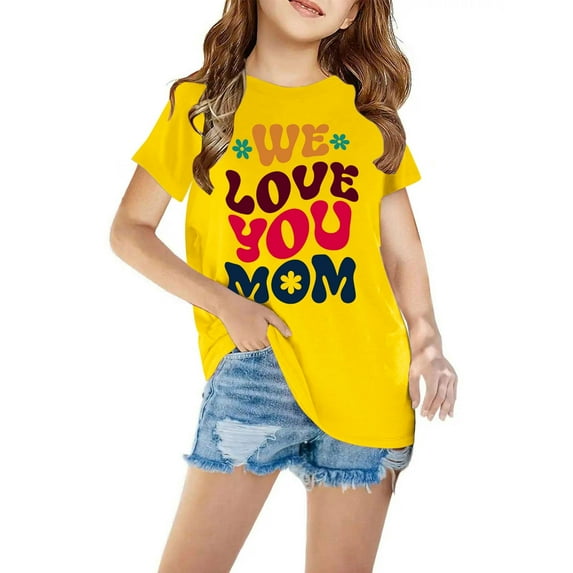 BVOFAR Love Mom Boys Girls Crew Neck T-Shirt Unisex Kids Short Sleeve T-shirts Tie Dye Print Tops Mothers Day Tee Shirts Toddler Youth Kids Shirt