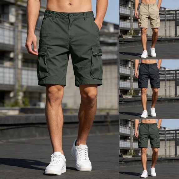 BVOFAR Men' Classic Cargo Shorts Lightweight Outdoor Hiking Shorts with Tech Pocket Relaxed Fit Utility Work Short Army Green S