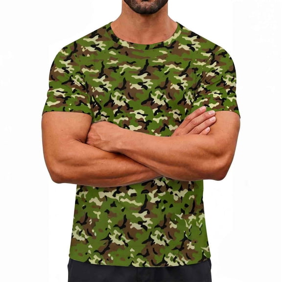 BVOFAR Men's Camouflage T Shirts Short Sleeve Crew Neck Summer Tee Outdoor Hunting Safari Military Shirt Gym Fitness Workout Tops Camouflage XXXL