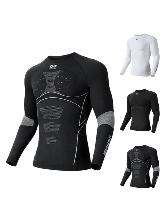 Men's Compression Shirt Athletic Sports Long Sleeve Shirts for Running Quick Dry Insulated Base Layer Winter Warm Ski Undershirts Black XL