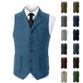 thumbnail image 1 of BVOFAR Men's Herringbone Tweed Suit Vest Business Formal Wool Blend Waistcoats Slim Fit Tuxedos Vests for Wedding Prom Coffee XS, 1 of 6