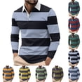thumbnail image 1 of BVOFAR Men's Polos Shirts Classic Fit Collared Golf Shirts Long Sleeve Rugby Shirt Lightweight Color Block Polos Spring Fall Tops Green L, 1 of 6