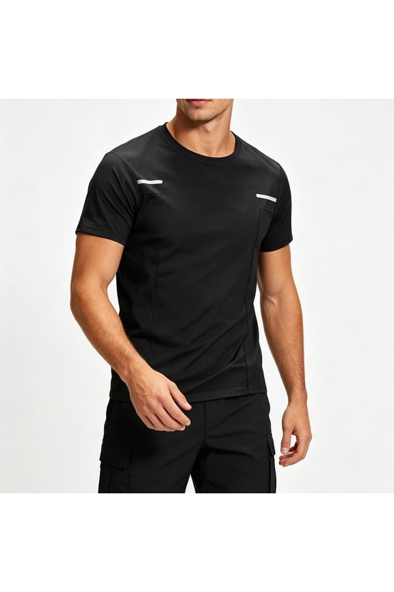 Men's Quick Dry Athletic Shirts Big and Tall Moisture Wicking Cooling Workout T Shirt Crew Neck Short Sleeve Gym Tees for Fitness Running Black XXXXL