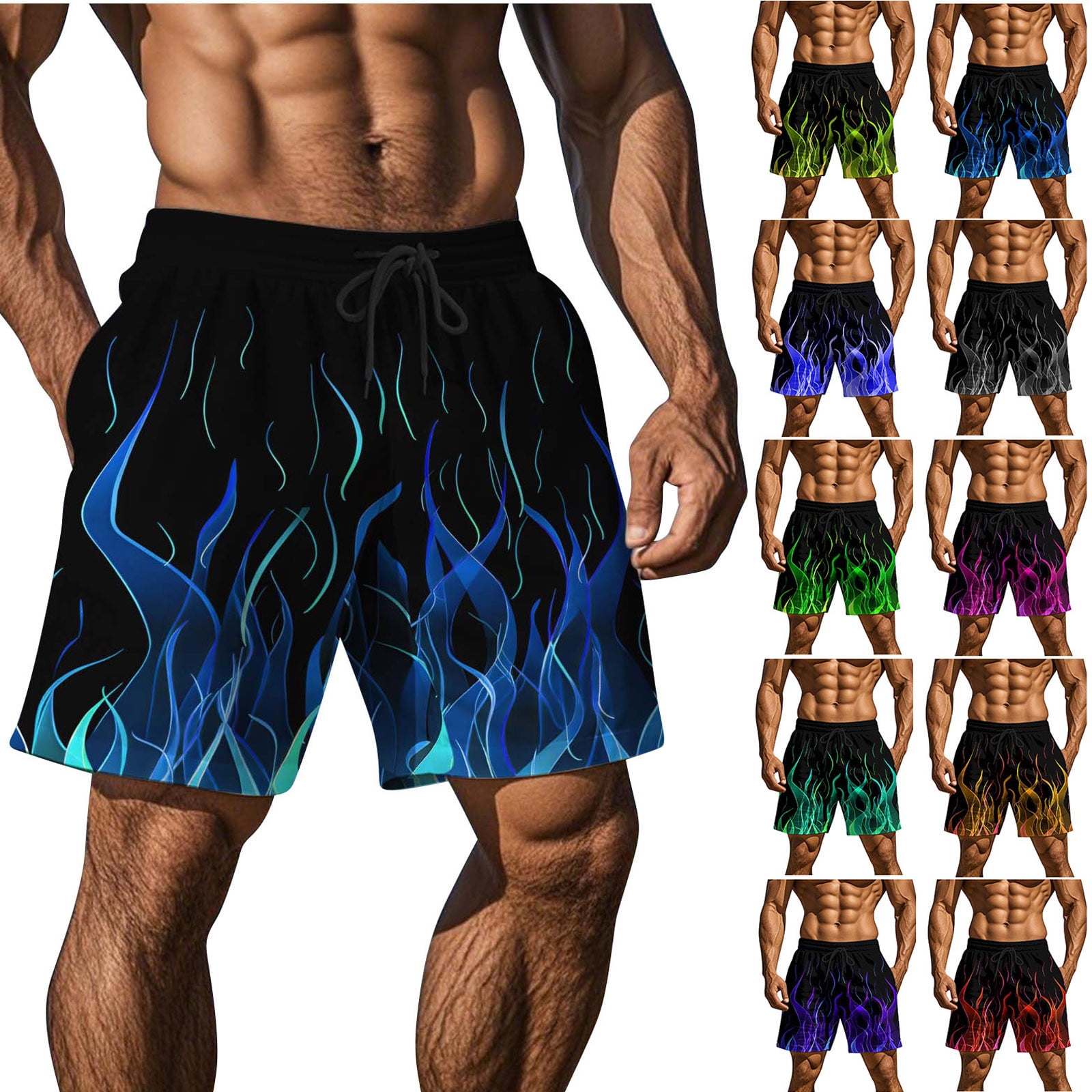 BVOFAR Men's Swim Trunks Summer Hawaiian Beach Bathing Suits Loose Fit ...