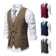 thumbnail image 1 of BVOFAR Men's Vintage Tweed Suit Vest Herringbone Wool Blend Vests Business Causal V Neck Waistcoats Prom Wedding Waistcoat Wine M, 1 of 10