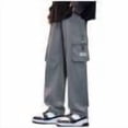 thumbnail image 1 of BVOFAR Mens Baggy Pants Big and Tall Fleece Lined Wide Leg Cargo Pants Loose Fit Elastic Bottom Joggers with Pockets Gray XXXXXL, 1 of 7