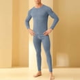 thumbnail image 1 of BVOFAR Mens Big and Tall Thermal Underwear Wool Blend Base Layer 2 Piece Long Johns Set for Cold Weather Hunting Blue L, 1 of 4