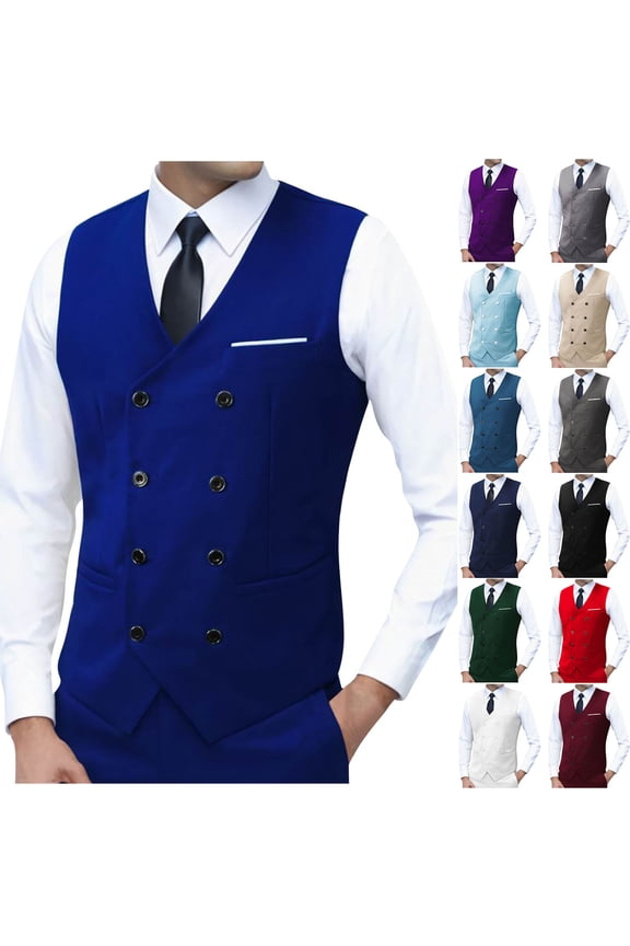 Mens Business Suit Vest Formal V Neck Double Breast Dress Suits Slim Fit Waistcoats Wedding Party Tuxedo Waistcoat Red—Tank Tops XXXL