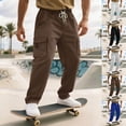 thumbnail image 1 of BVOFAR Mens Cargo Pants Casual Wide Leg Utility Pant Elastic Waist Drawstring Joggers Solid Color Hiking Trousers with Adjustable Cuff Khaki XXL, 1 of 6