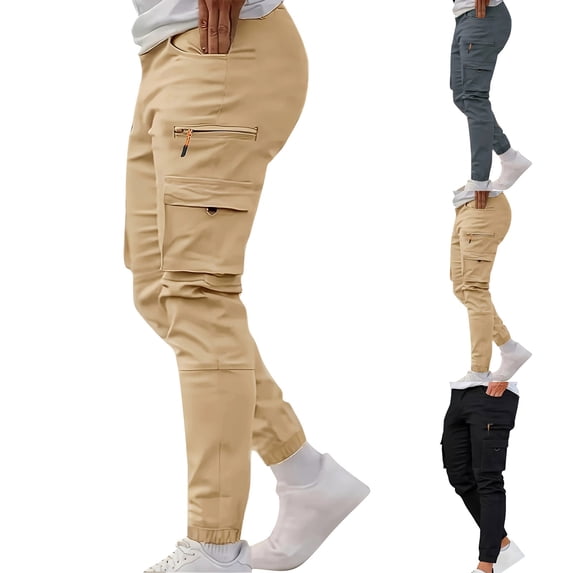 BVOFAR Mens Cargo Pants Casual Wide Leg Utility Pant Elastic Waist Drawstring Joggers Solid Color Hiking Trousers with Adjustable Cuff Navy XXL