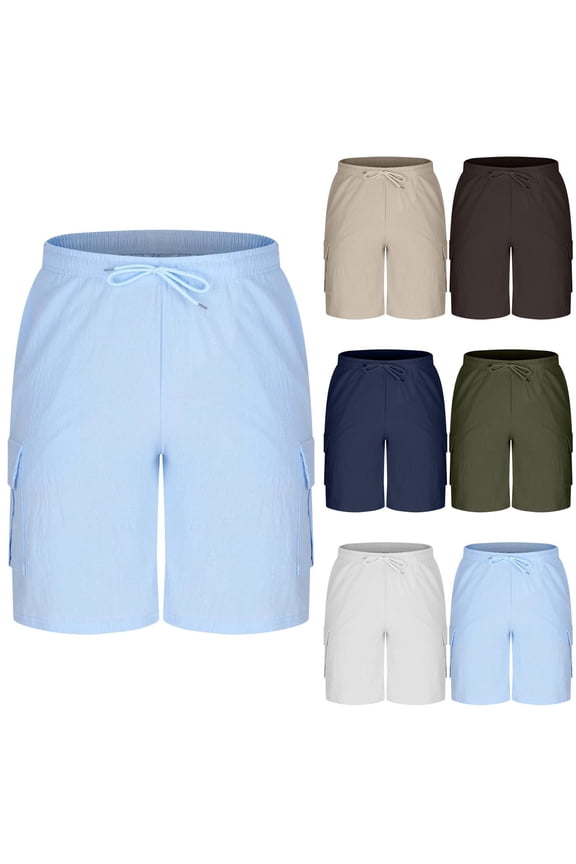 Mens Cargo Shorts Elastic Waist Drawstring Shorts Knee Length Bermuda Short Pant with Pockets Army Green XXL