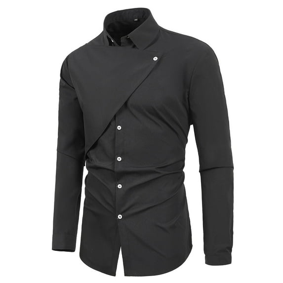 BVOFAR Mens Chinese Style Shirt Slim Fit Long Sleeve Shirts Button Down Muscle Shirt Retro Collar Dress Shirt