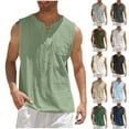 thumbnail image 1 of BVOFAR Mens Cotton Linen Tank Tops Casual Sleeveless Lace Up Tops Summer Beach Hippie T Shirt Bohemian Renaissance Pirate Tunic Tees, 1 of 7