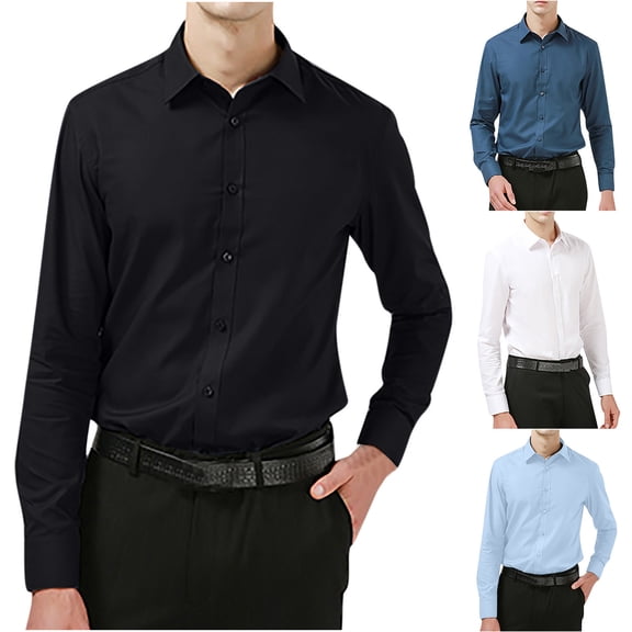 BVOFAR Mens Dress Shirts Big and Tall Long Sleeve Shirts Formal Button Down Work Shirts Wrinkle Free Business Office Blouses