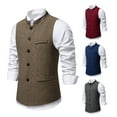 thumbnail image 1 of BVOFAR Mens Herringbone Vests Tweed Suit Waistcoats Slim Fit High Collar Business Tank Tops, 1 of 10