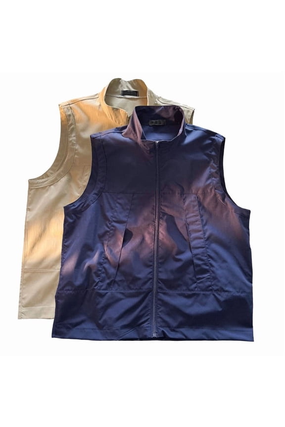Mens Lightweight Vest Outerwear Casual Summer Sleeveless Zip Up Jackets Outdoor Travel Vests for Hiking Fishing Golf Photo Work with Pockets Khaki Khaki—Tank Tops for Men