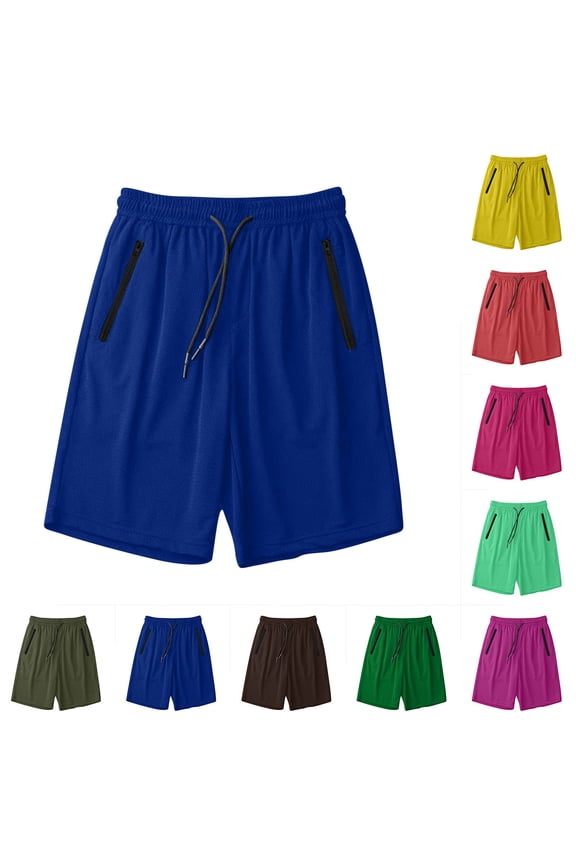 Mens Quick Dry Athletic Shorts with Zipper Pockets Lightweight Gym Workout Shorts Causal Drawstring Sports Joggers Summer Beach Shorts Hot Pink M