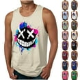 thumbnail image 1 of BVOFAR Mens Tank Tops Summer Sleeveless Shirts Funny Smile Black Teeth Graphic Tees Big and Tall Casual Crew Neck Cut Off Tanks Hawaiian Beach Tops Black L, 1 of 6