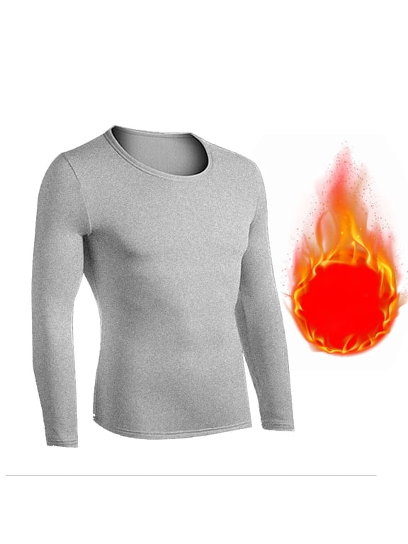 Mens Thermal Underwear Shirts Lightweight Compression Elastic Base Layer Tops Cold Weather Athletic Long Johns Shirt GrayL