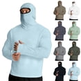 thumbnail image 1 of BVOFAR Mens UPF 50+ Sun Shirts with Face Mask UV Protection Ice Silk Hooded Shirts Long Sleeve Rash Guard Hiking Swimming Black XXL, 1 of 8