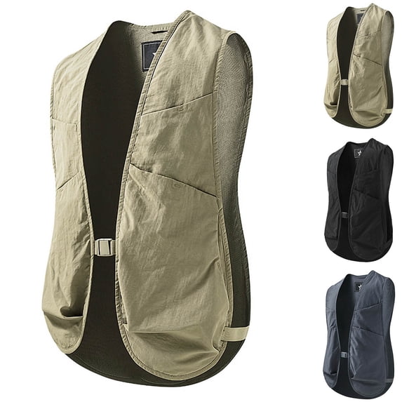 BVOFAR Mens Utility Vests Outwear with Multi-Pockets Lightweight Fishing Vest Outdoor Hiking Hunting, Camping Vest Jackets Khaki—Tank Tops XXL