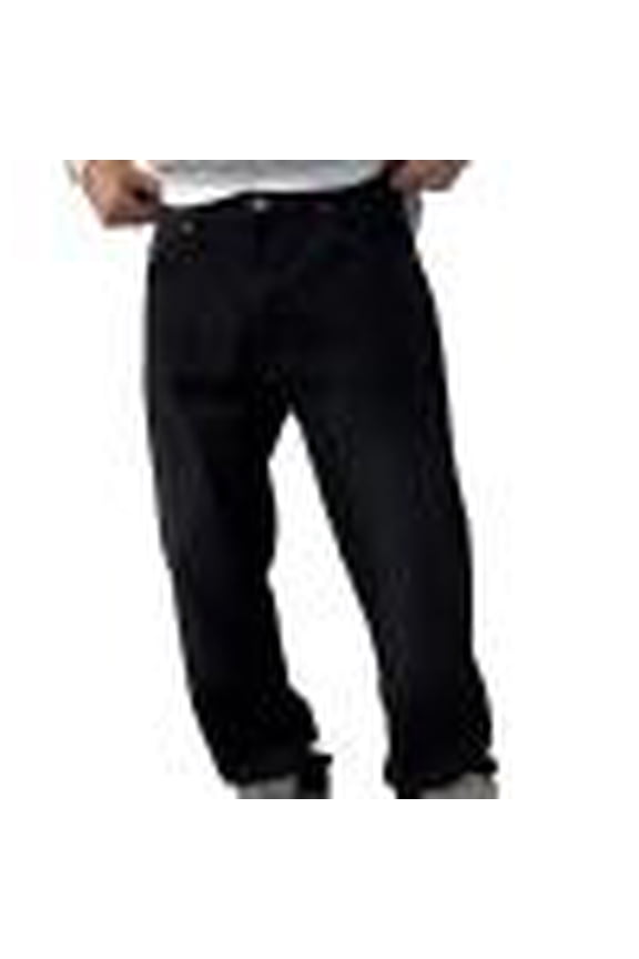 Mens Wide Leg Jeans Baggy Hip Hop Denim Jean Loose Fit Y2K Skater Trousers with Pockets Black S