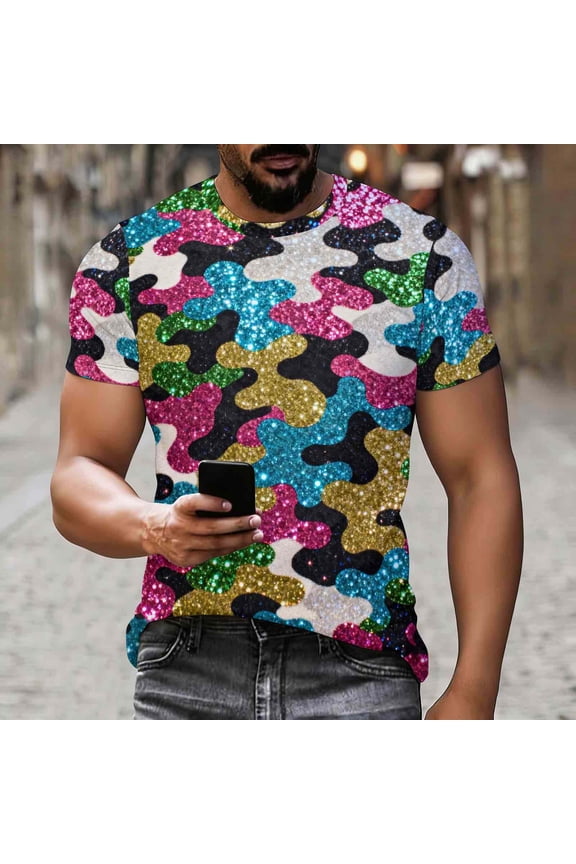 Mens and Women T Shirt Casual Stylish Camouflage Print Shirt Short Sleeve Crewneck Tees Slim Fit Camo T-Shirt Camouflage XL